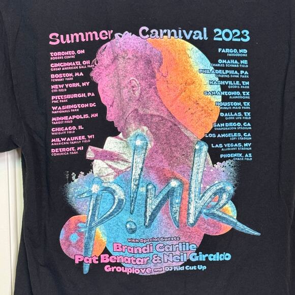 P!nk 2023 Summer Carnival Tour Medium Tour T-Shirt  Brandi Carlile Pat Benatar - Picture 4 of 5